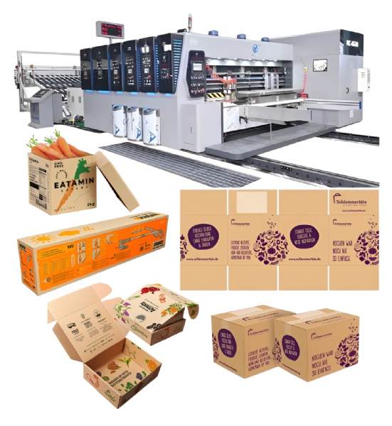 Máy in flexo 3 màu cao cấp tích hợp bổ chạp, bế tròn, rung phế, thu phôi